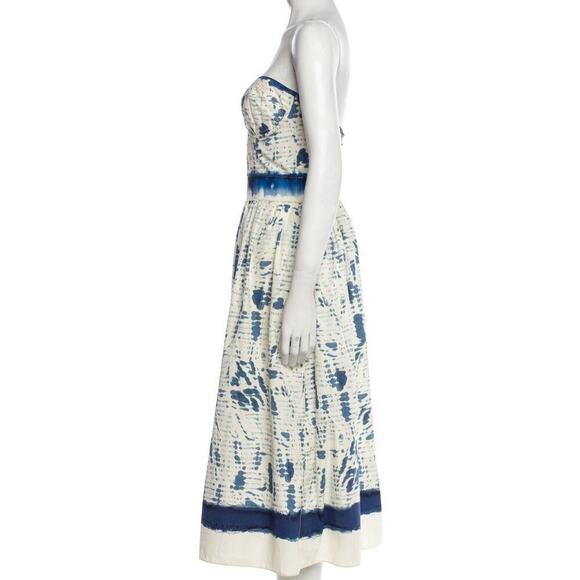 Ralph Lauren Collection Cotton Strapless Midi Dress Runway Fit Flare 10 M Blue - Picture 12 of 16